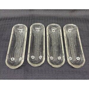 Vintage Clear Glass Corn on the Cob Serving Trays Set of 4 Farmhouse Holders